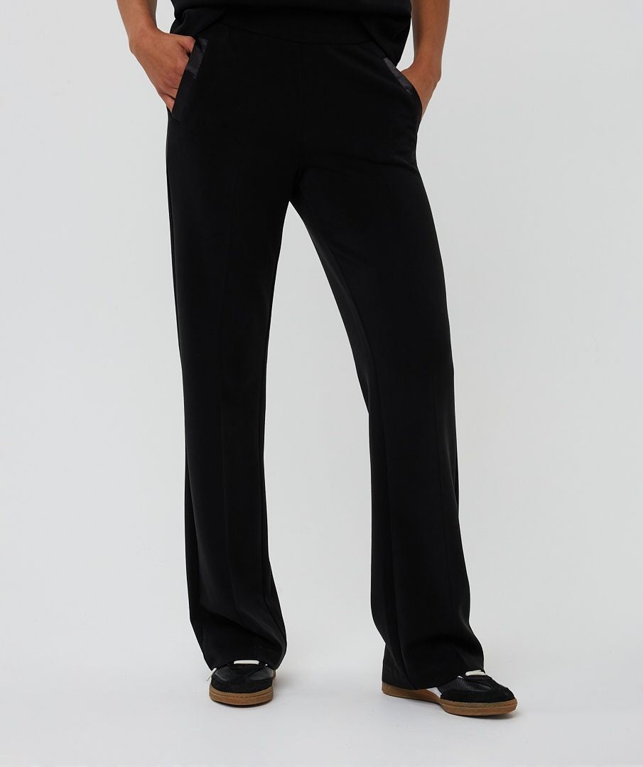 Modal Wide Leg Trouser-Black