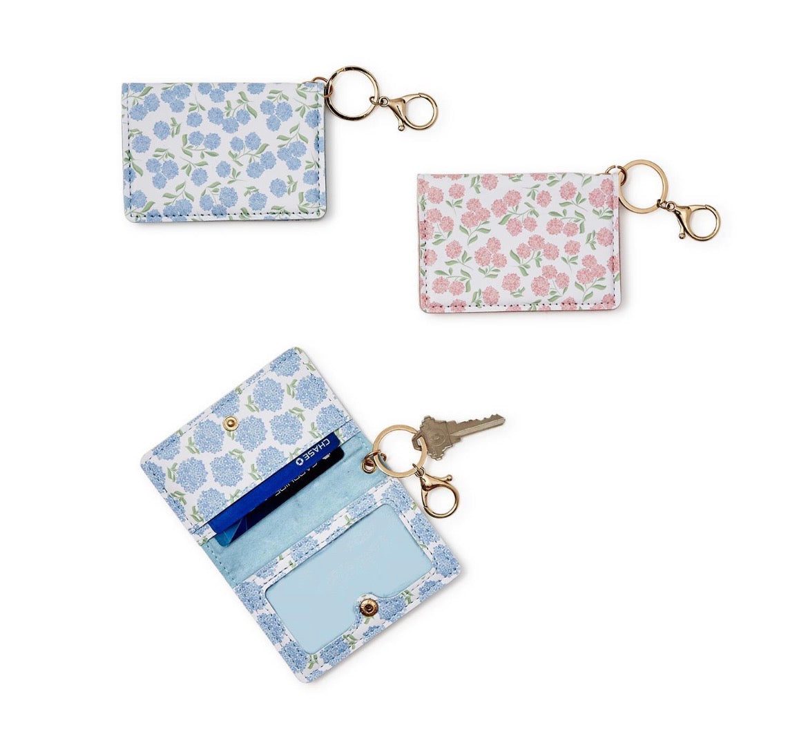Hydrangea Print ID Wallet Assorted 3 Designs - Vegan Leather/PVC/Metal