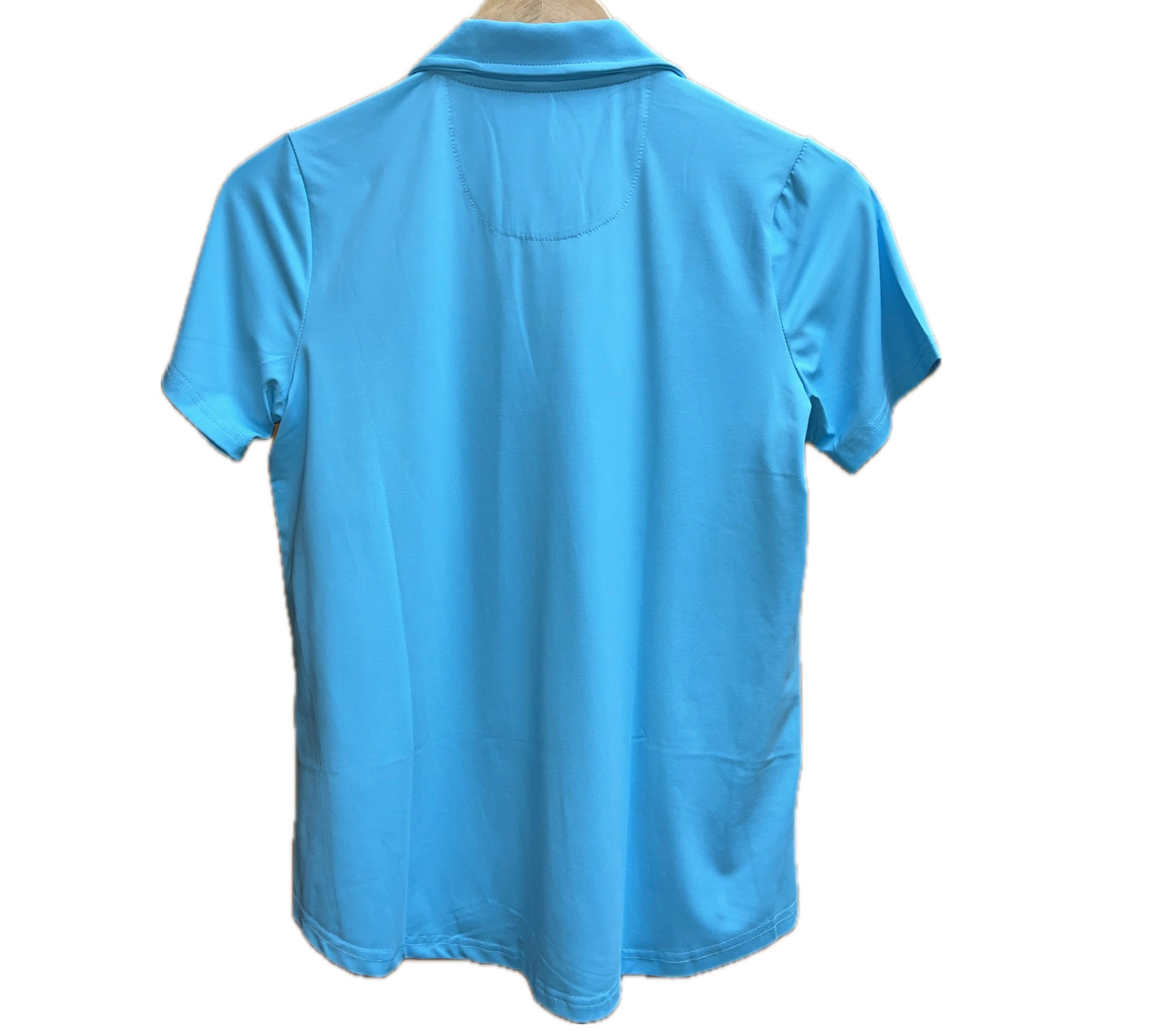 Short Sleeve Collar Top-Clear Turquoise