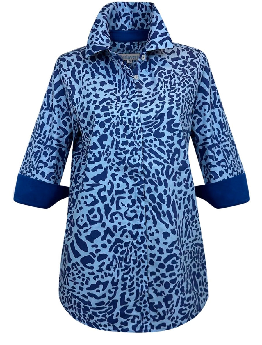 Missy Fit shirt-Leopard Blue