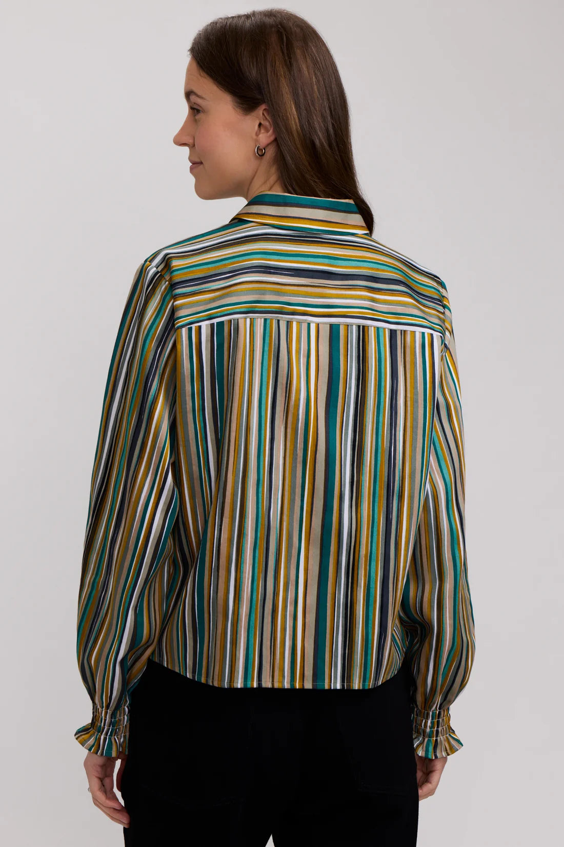 Vivienne Watercolor Stripe Long Sleeve Short Shirt