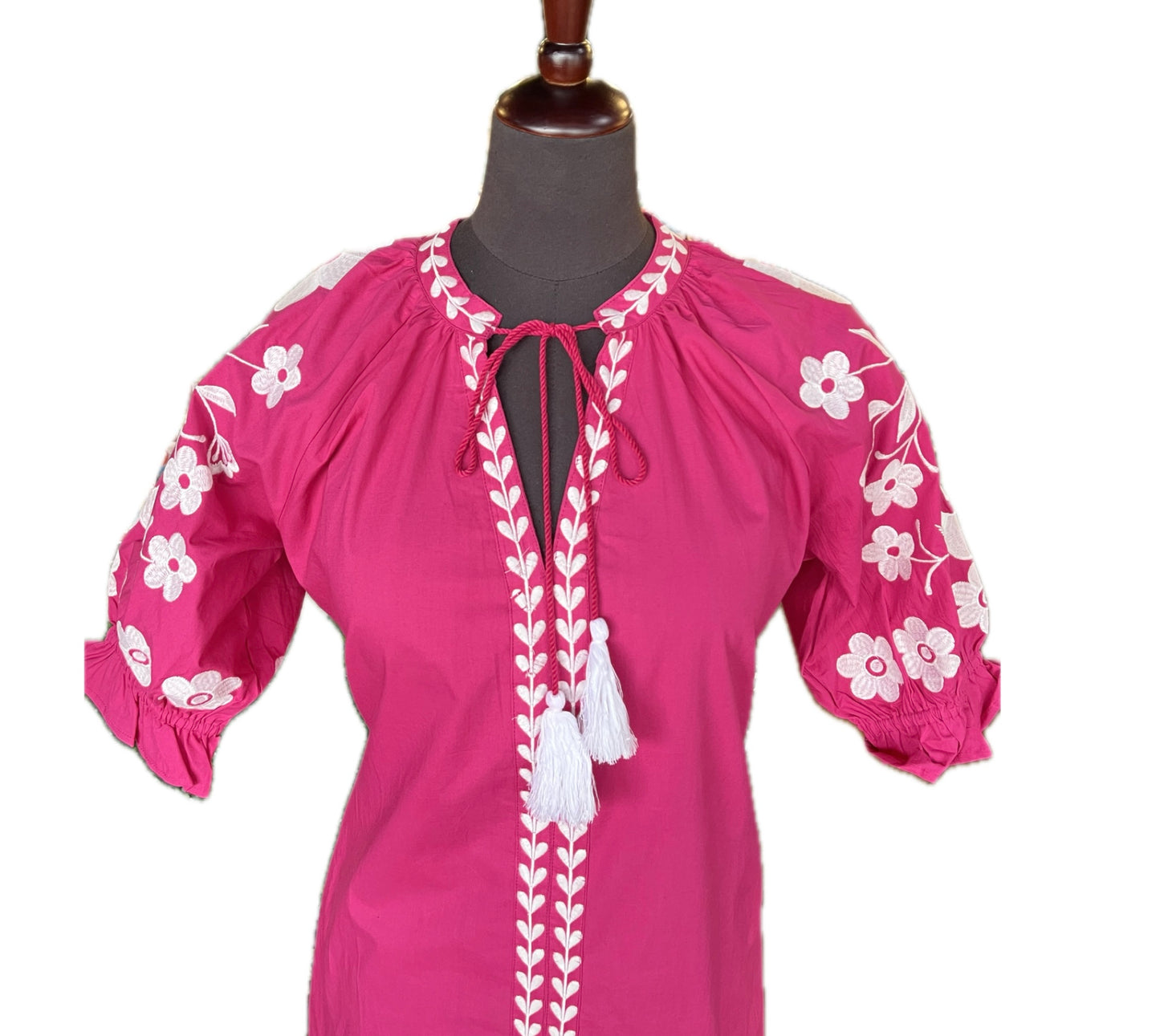 Vati Embroidered Dress-Fuschia