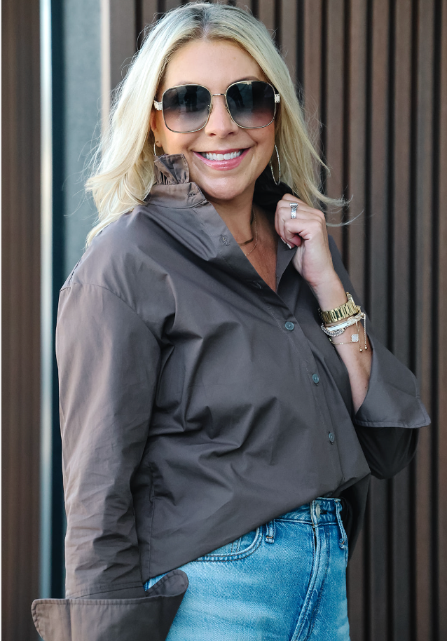 Ruffle shirt mocha