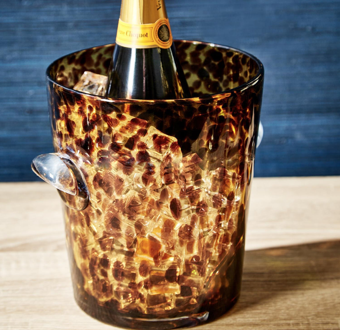 Tortoise Print Ice Bucket Glass