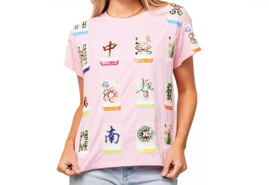 Scattered Mahjong Tee-Pink