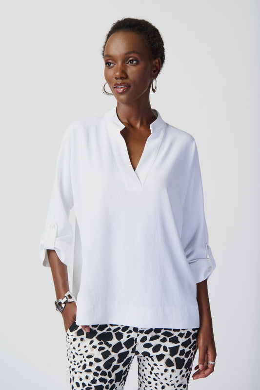 Woven Boxy Top with Dolman Sleeves - Vanilla