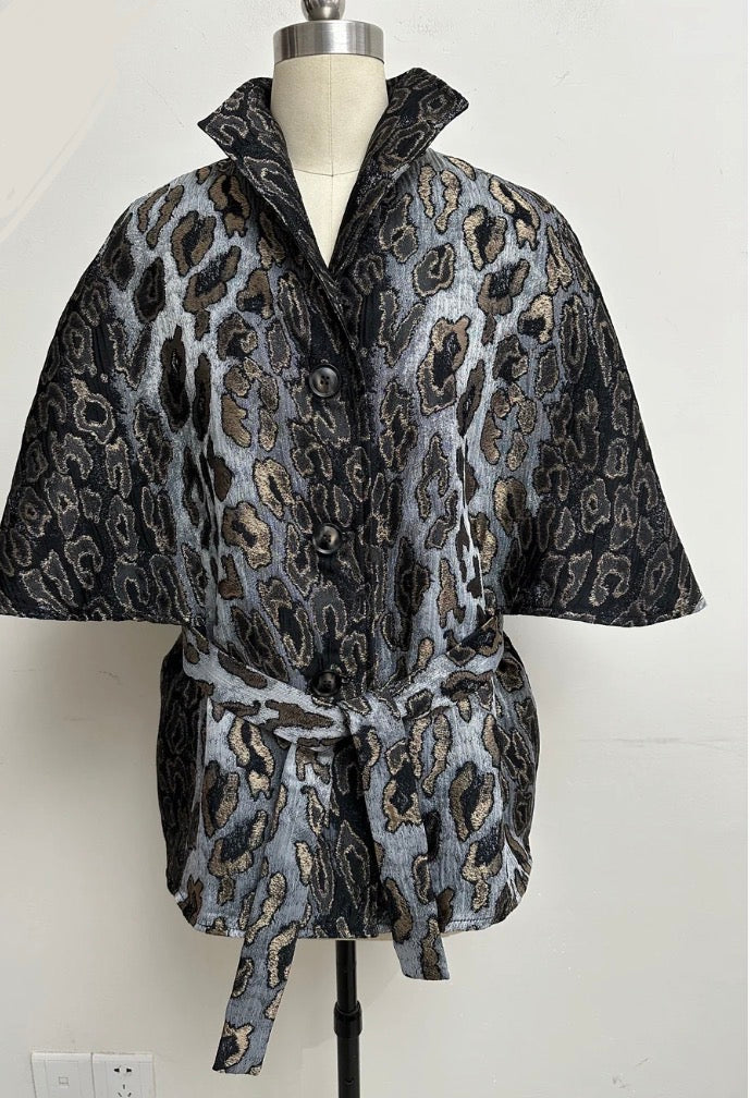Animal Print Capelet Jacket