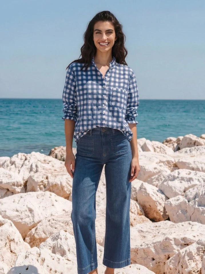 Coastal Blue Gingham - Good Girlfriend Shirt