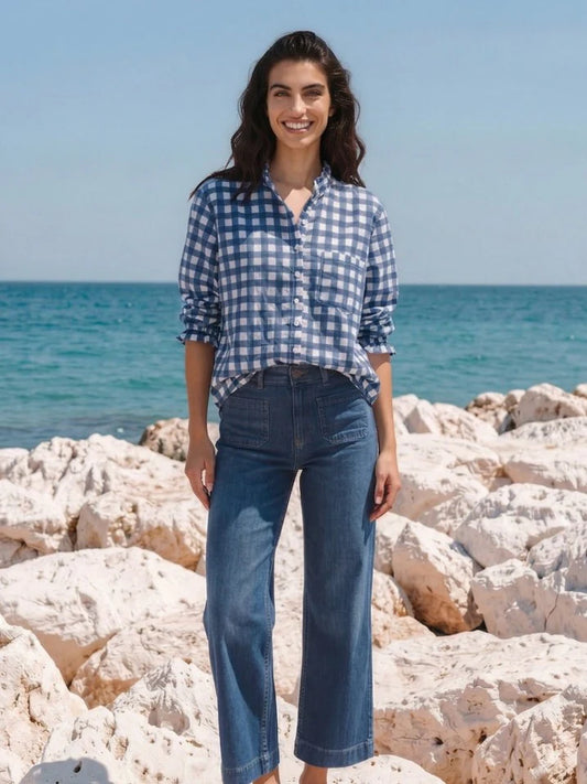Coastal Blue Gingham - Good Girlfriend Shirt