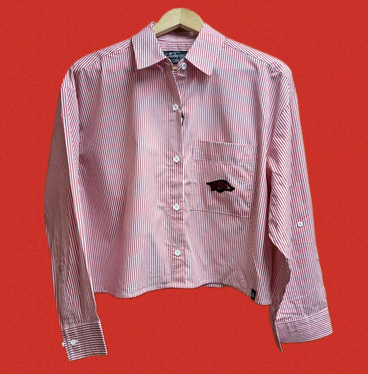 University of Arkansas Logo Patch Striped Buttondown