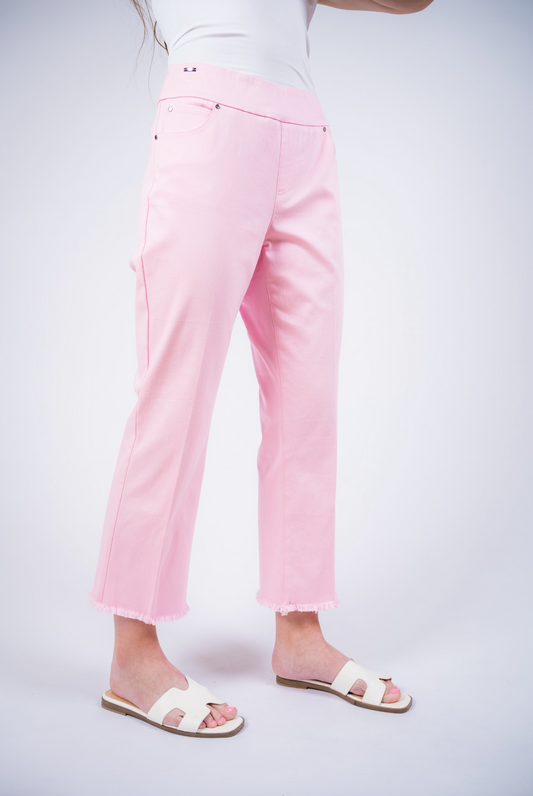 Hampton Cotton Twill Capri Pant- Pink