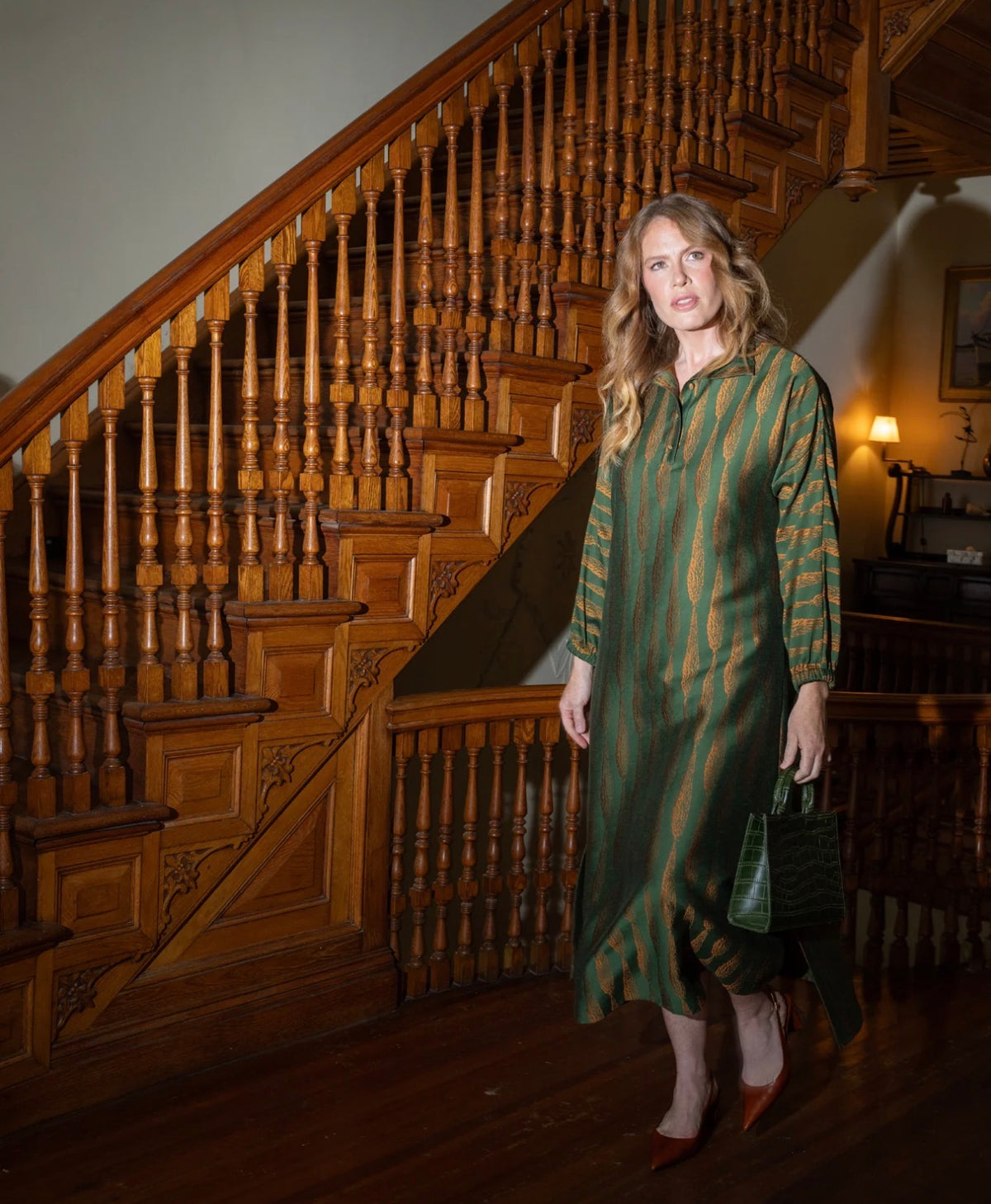 Long-Sleeve Poppy Maxi Tuscan Villa
