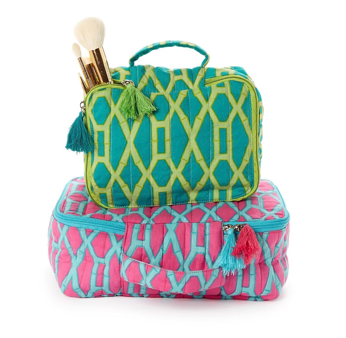 Preppy Bamboo Cotton Block Printed Packing Cubes Set