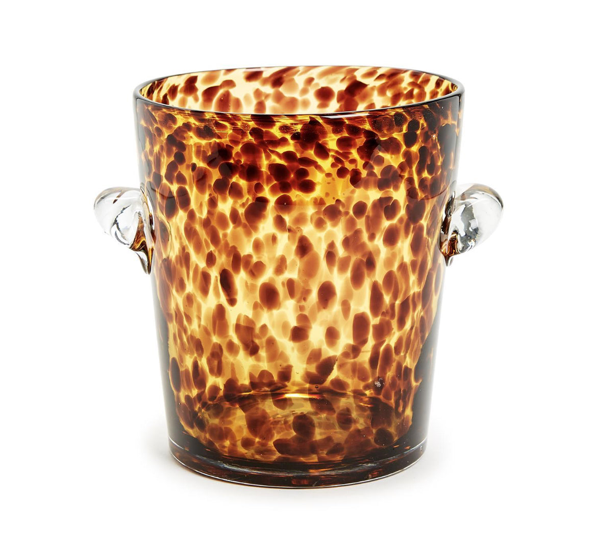 Tortoise Print Ice Bucket Glass