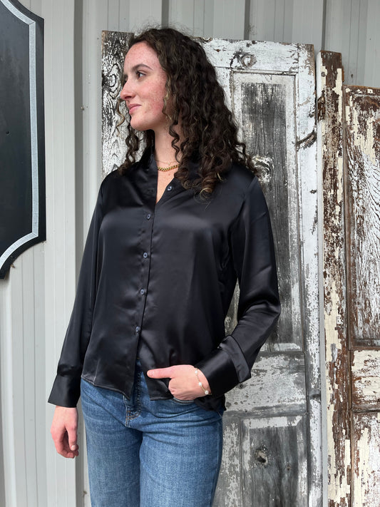 Black Sateen Long Sleeve