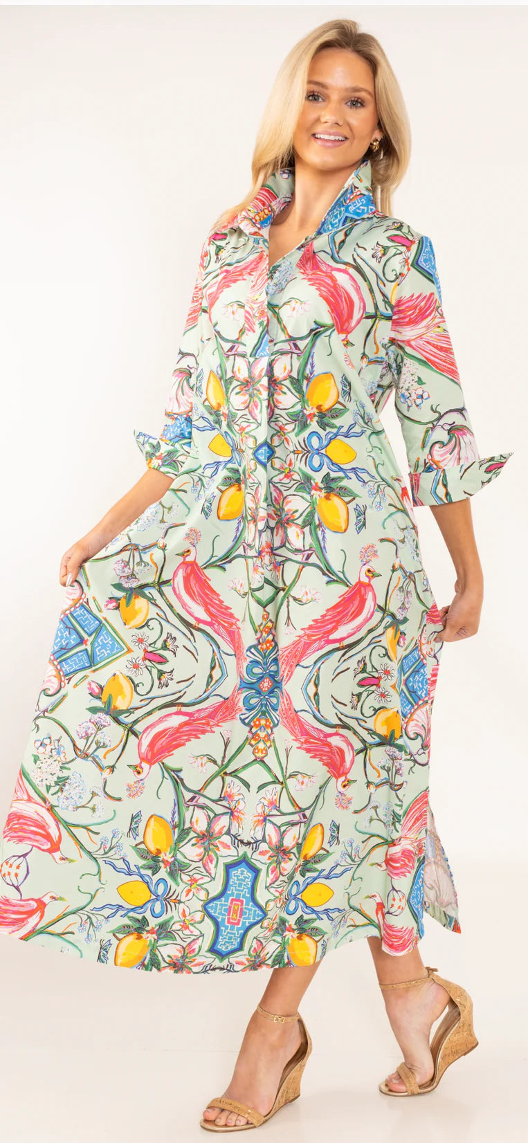Long Shirt Dress-Mint Chinois
