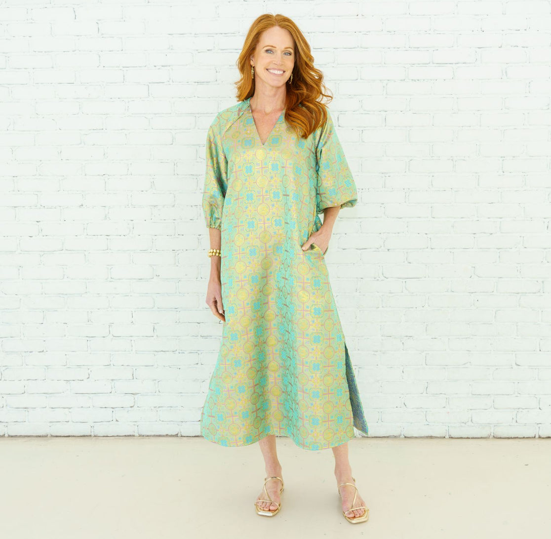 Coco Caftan-Jacquard Lime