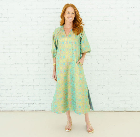 Coco Caftan-Jacquard Lime