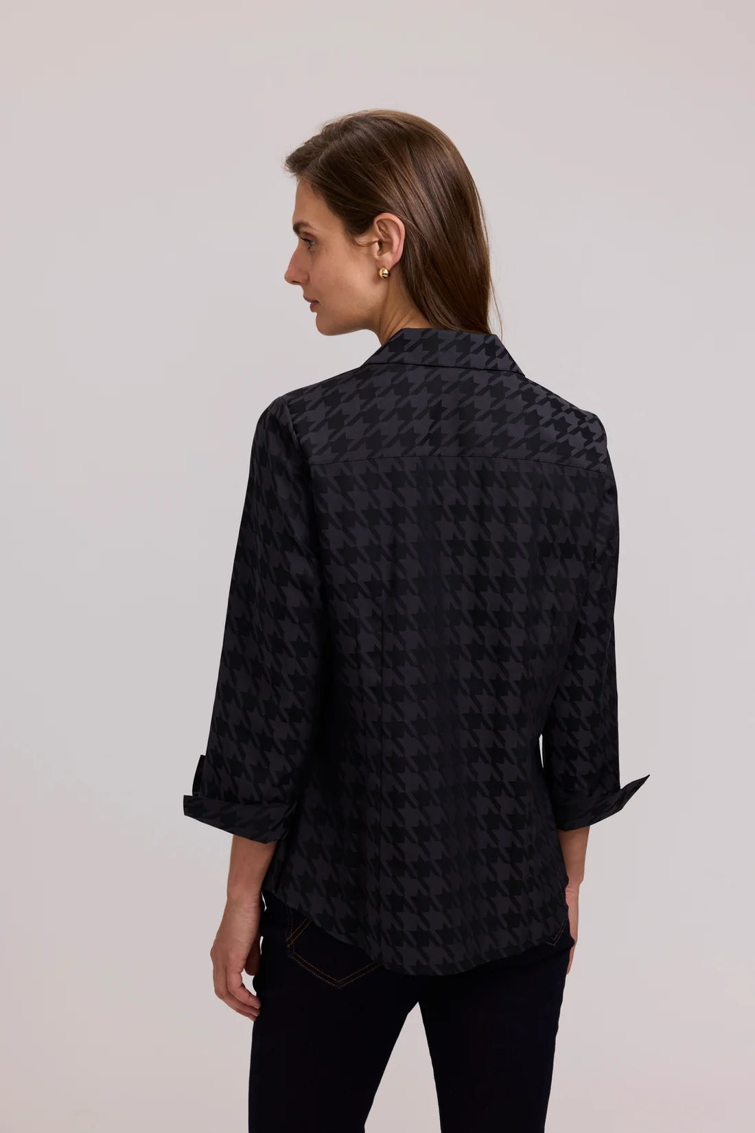 Taylor Houndstooth 3/4 Sleeve Shirt