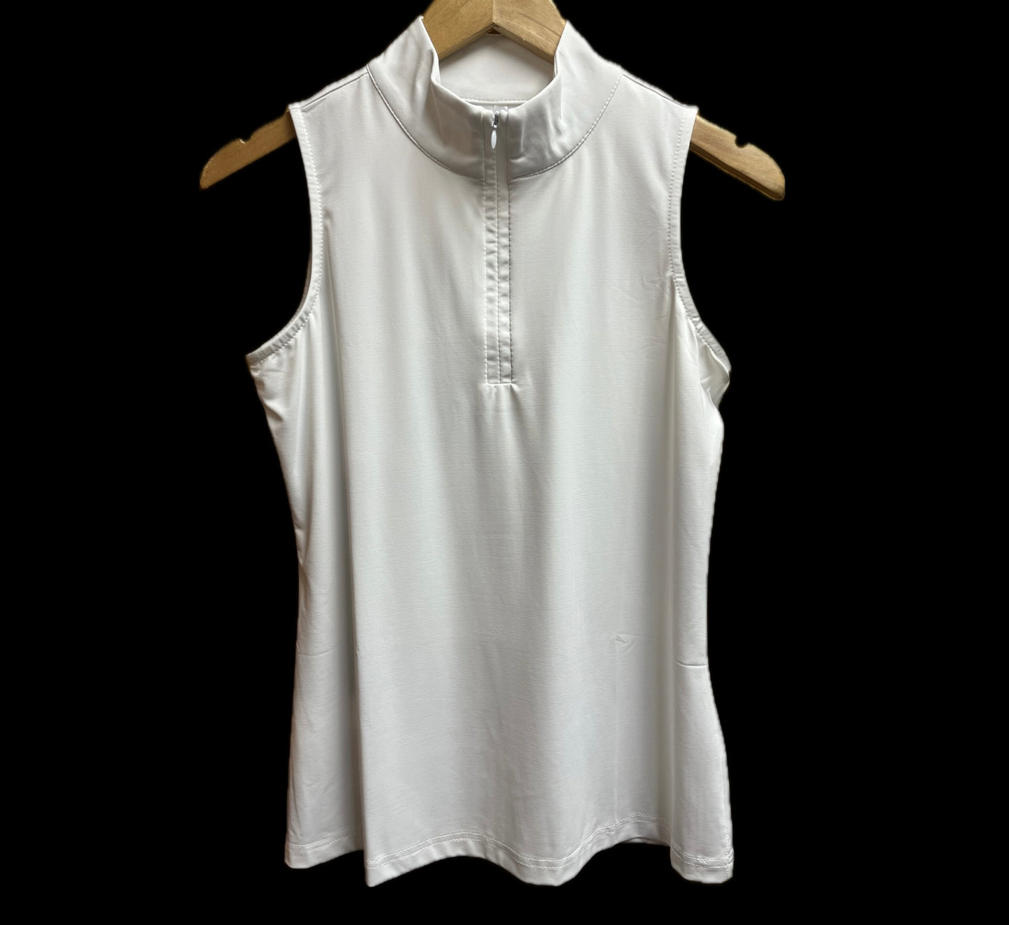 Sleeveless High-Neck Zip Top-White