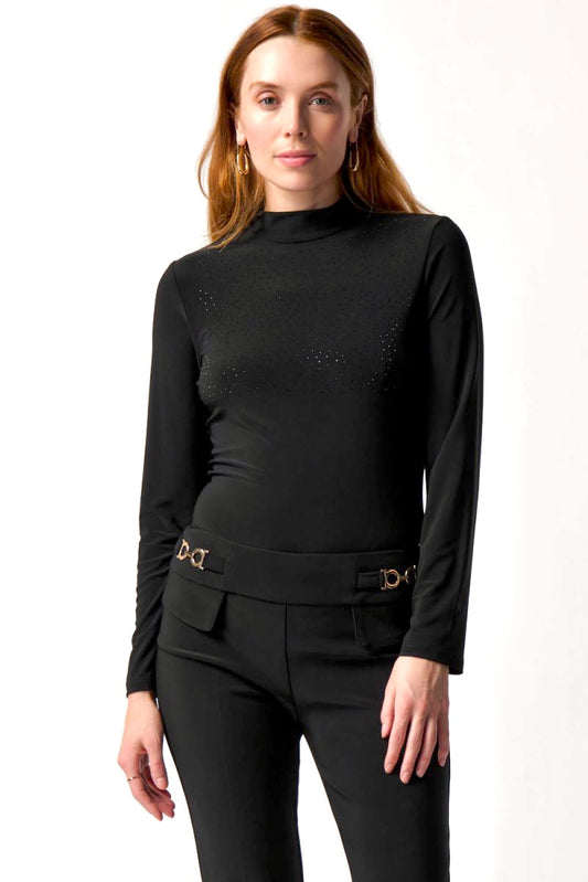 Silky Knit Mock Neck - Black