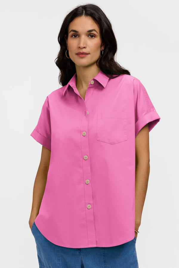 Abigail No Iron Stretch Short Sleeve Shirt-Pink