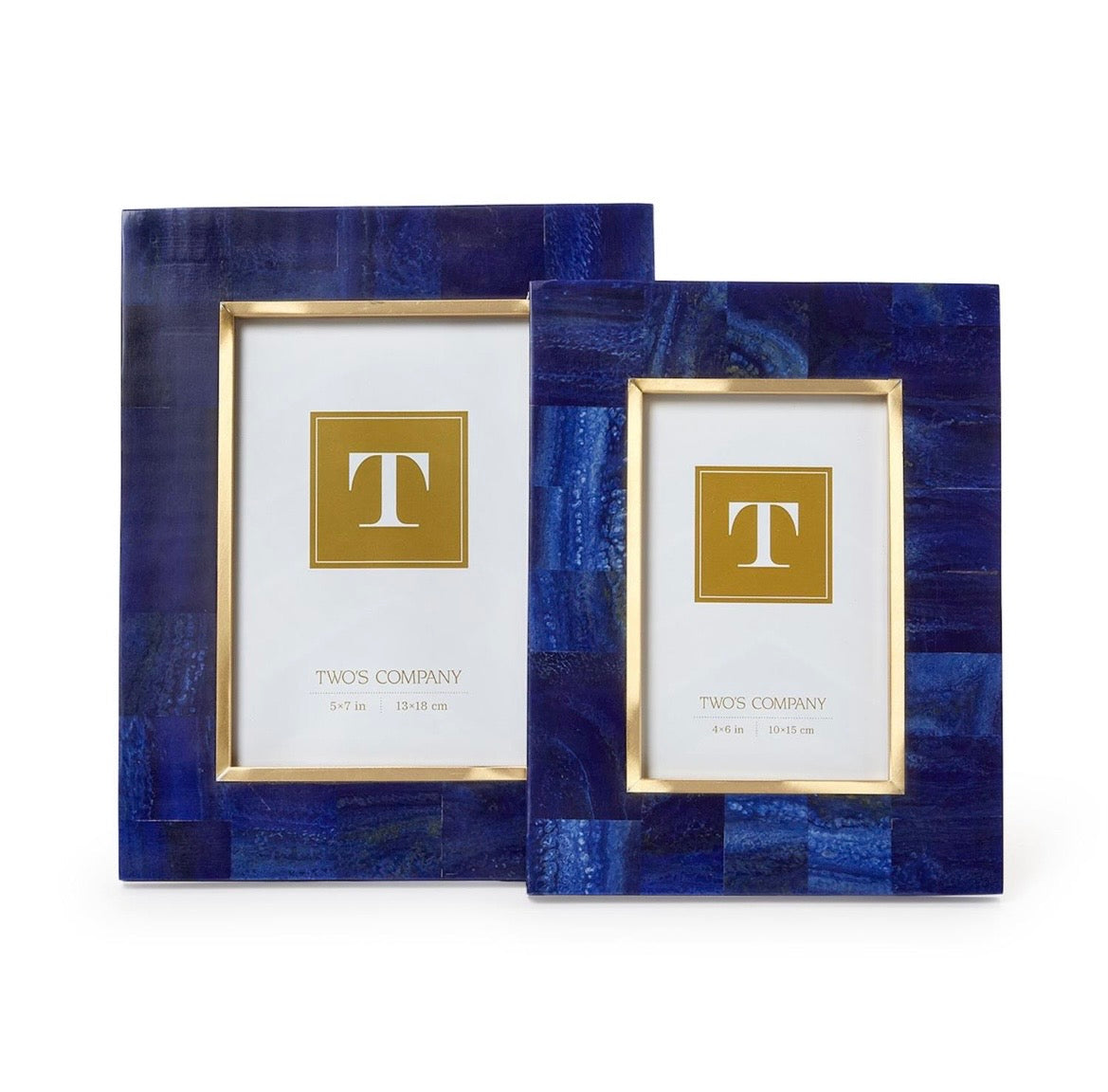 Blue Soladite Blue Photo Frames with Brass Trim