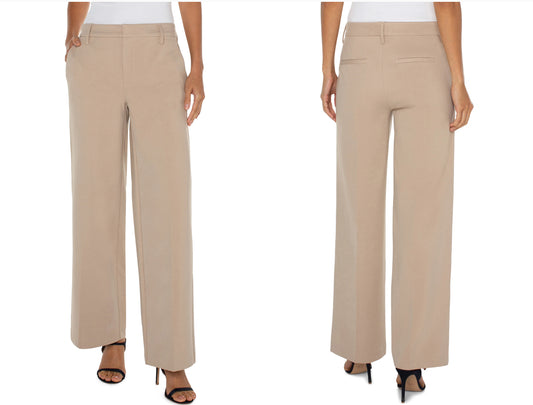 Kelsey Wide Leg Trouser-Biscuit Tan