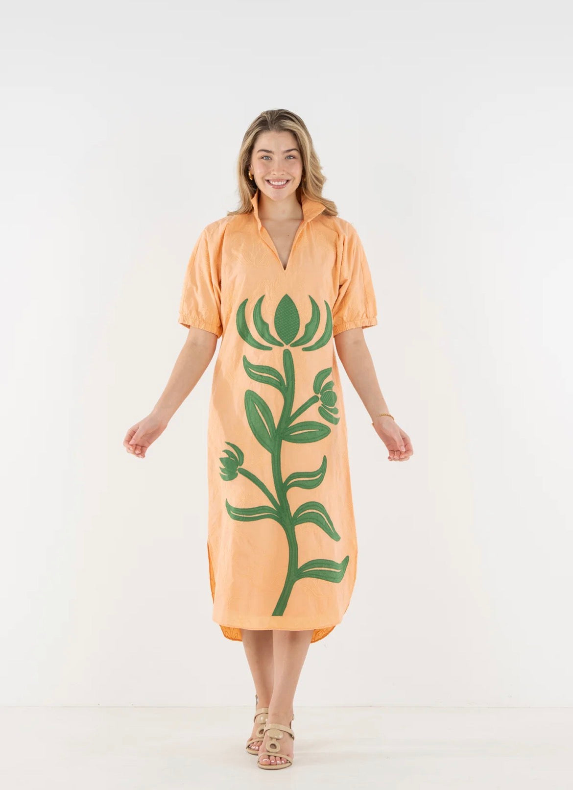 Poppy Caftan Dress- Peach Chai
