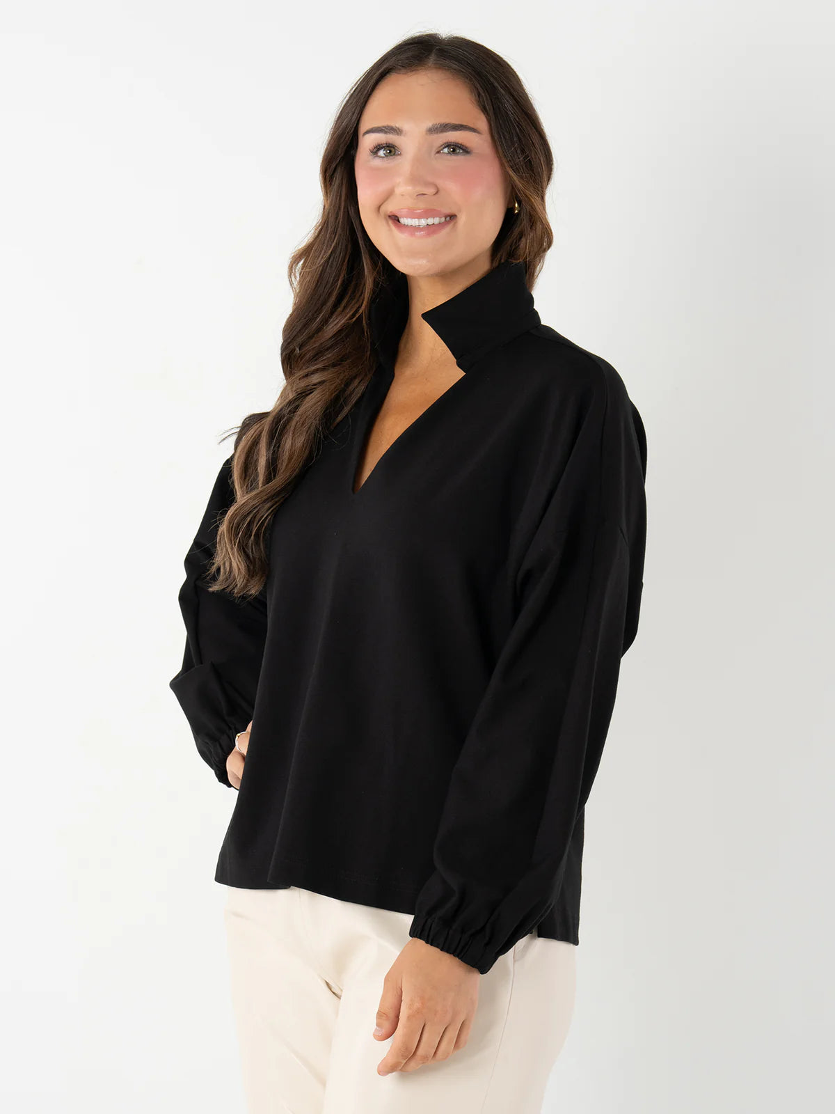 Poppy Top-Black Ponte