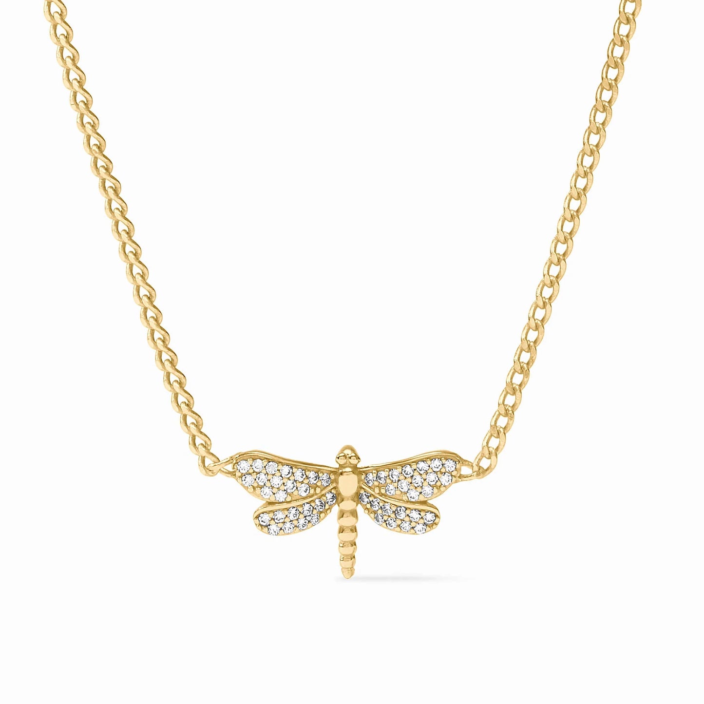 Dragonfly Delicate Necklace-Gold & Pave Clear Cubic Zirconia