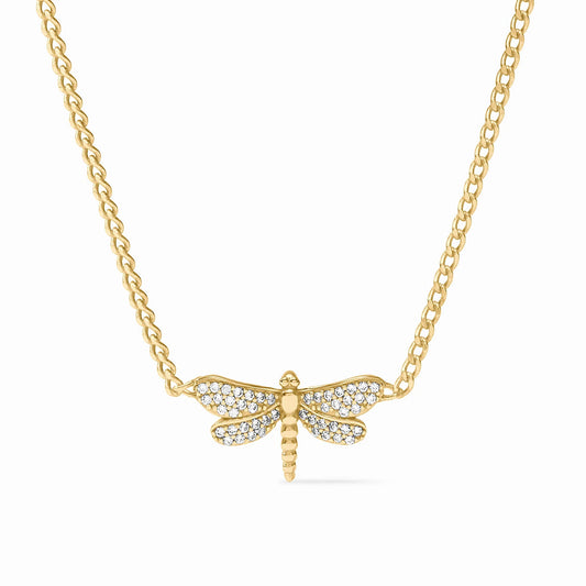 Dragonfly Delicate Necklace-Gold & Pave Clear Cubic Zirconia