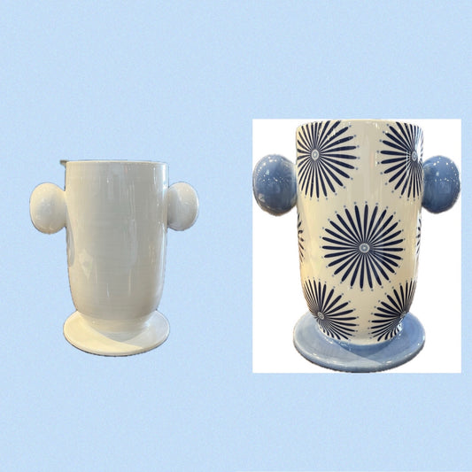 Large Cylinder Vase with Knob Handles
