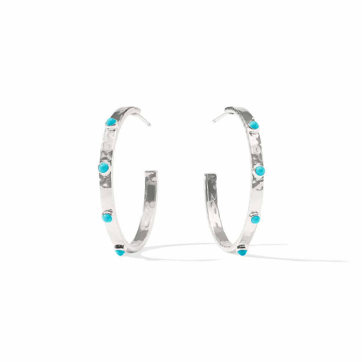 Julie Vos Crescent Stone Hoop Earrings-Turquoise