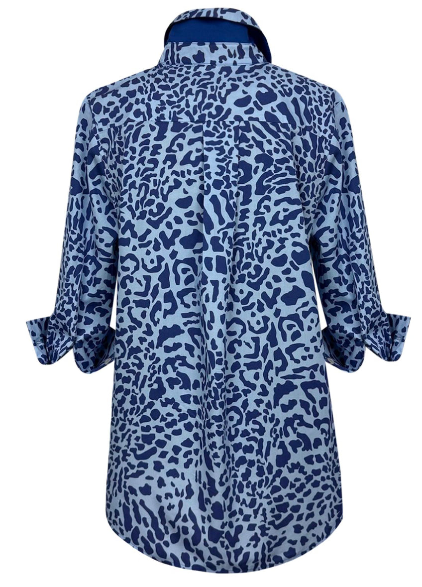 Missy Fit shirt-Leopard Blue