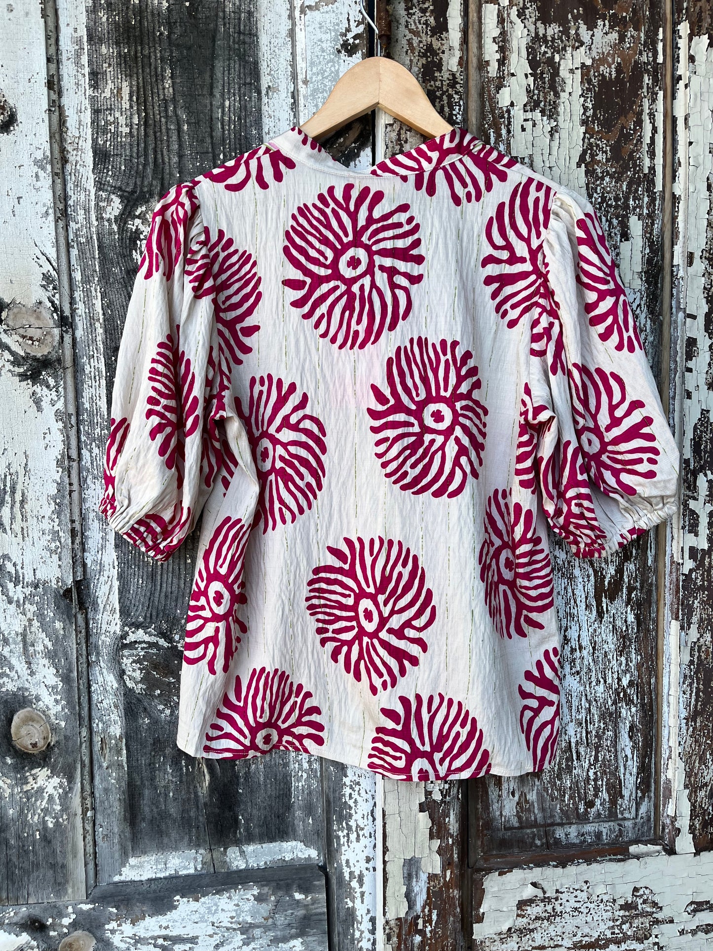 Boho Button-Front Blouse