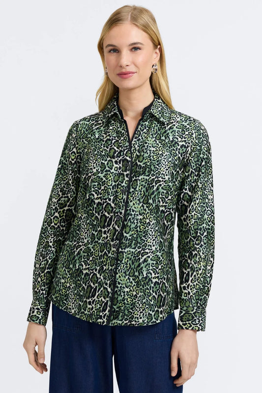Marlee Shirt-Green Leopard