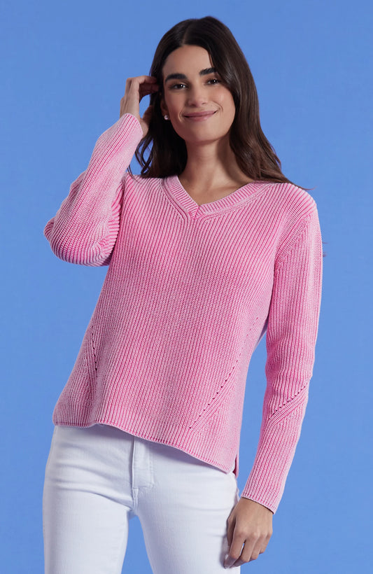 Mineral Wash Shaker Sweater - Cheeky Pink