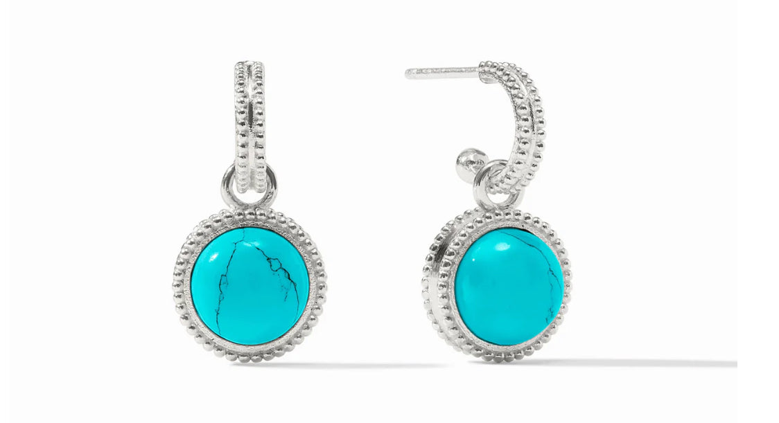 Julie Vos Fleur-de-Lis Hoop & Charm Earring-Turquoise
