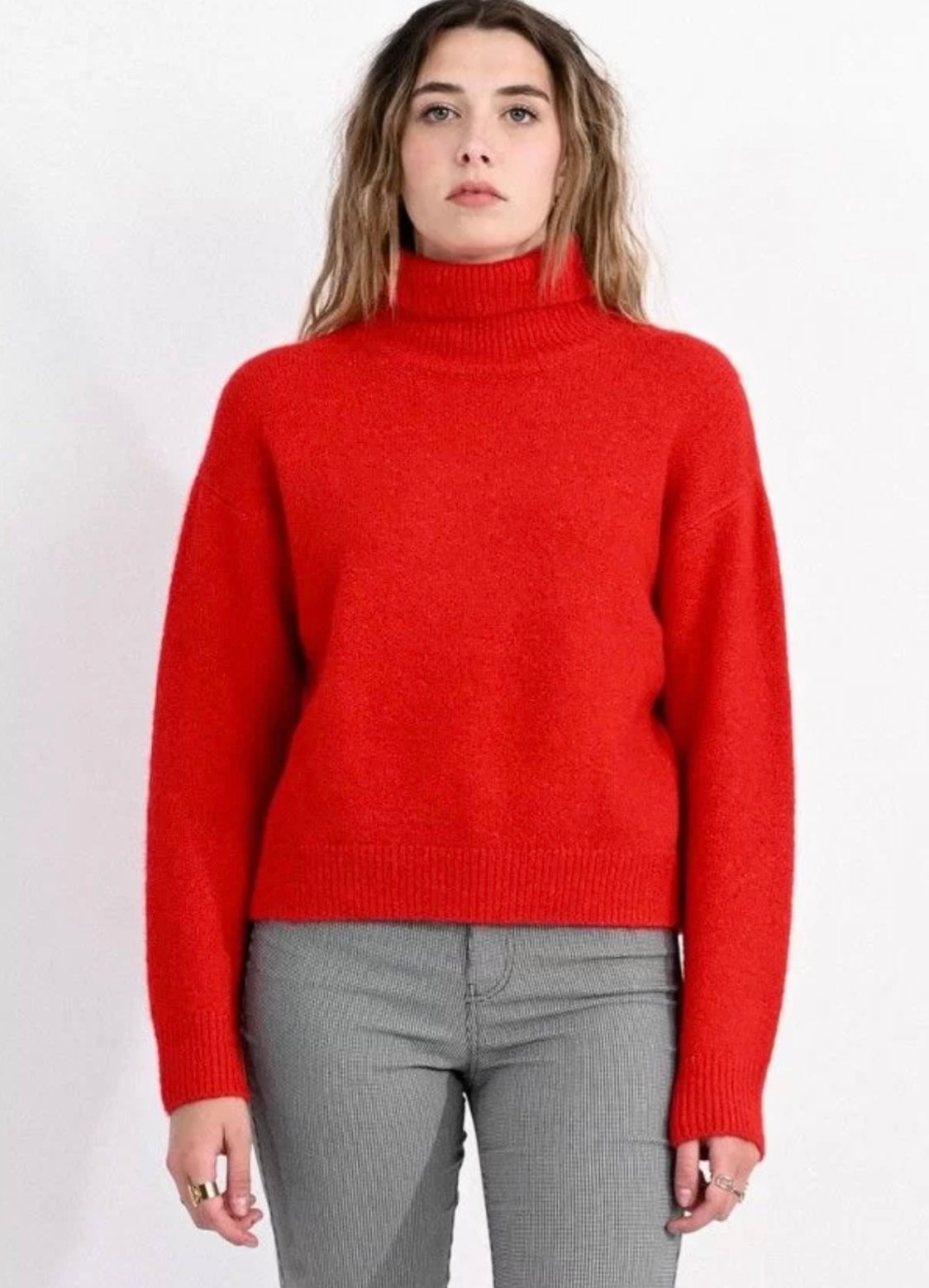 Casual Knitted Sweater - Red