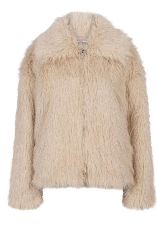 Esqualo Short Faux Fur Jacket-Sand