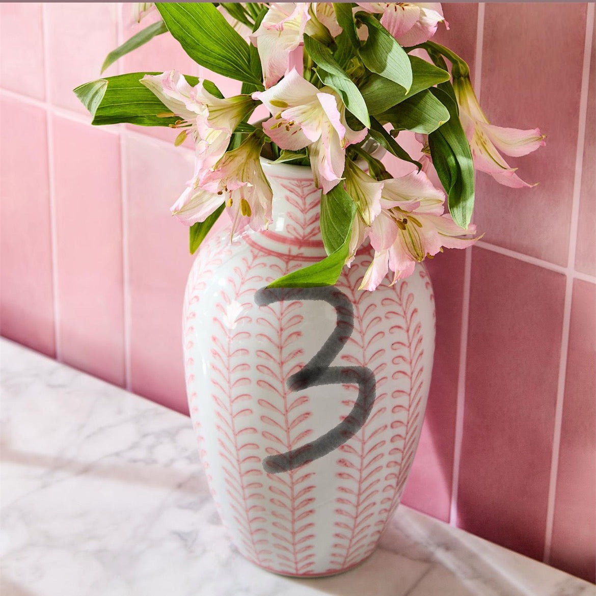 Pink Chinoiserie Vase-Each Sold Separately