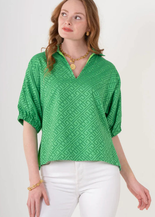 Poppy Top-Fairway Green Monogram