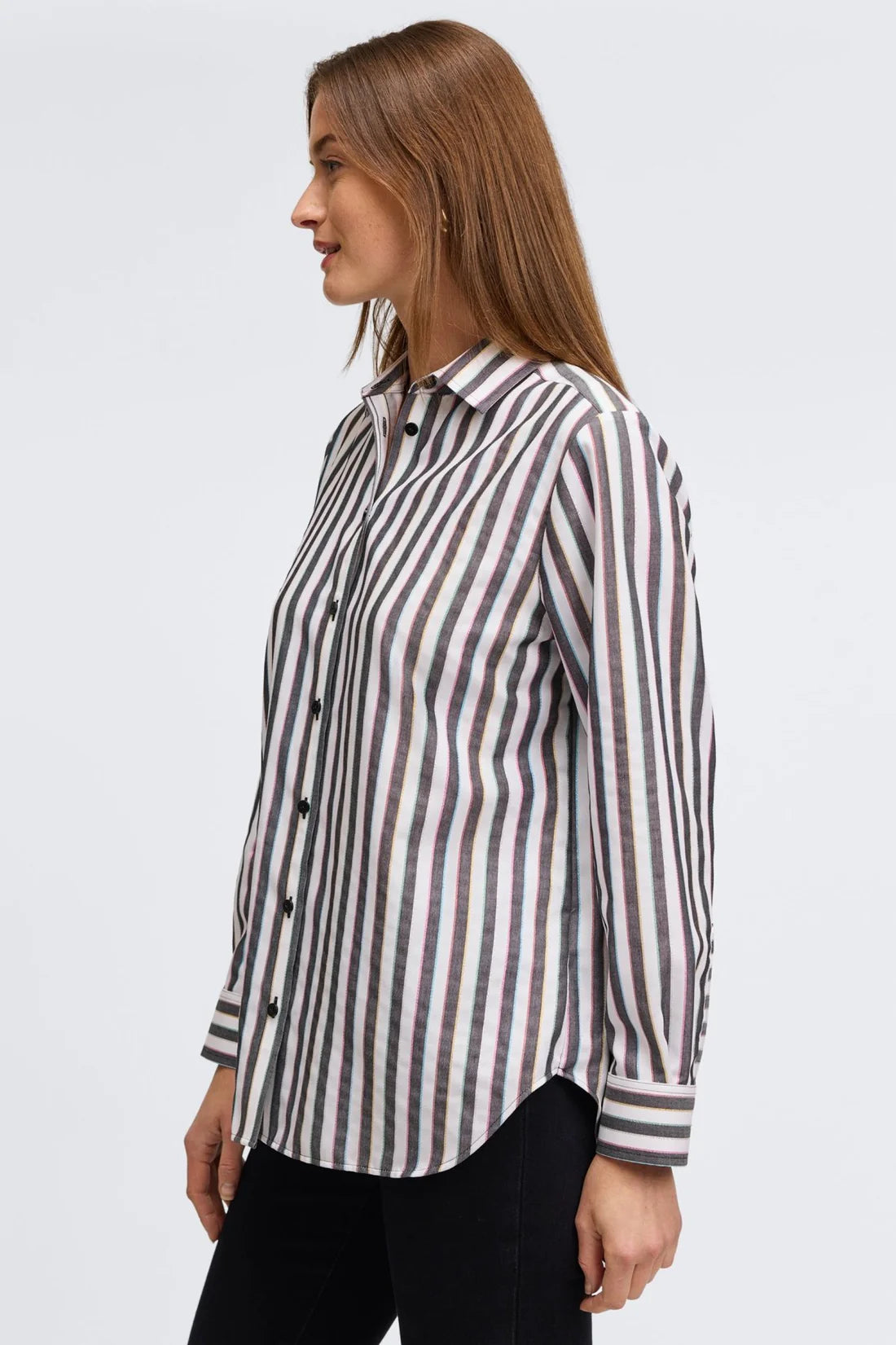 Boyfriend Long Sleeve Top-Rainbow