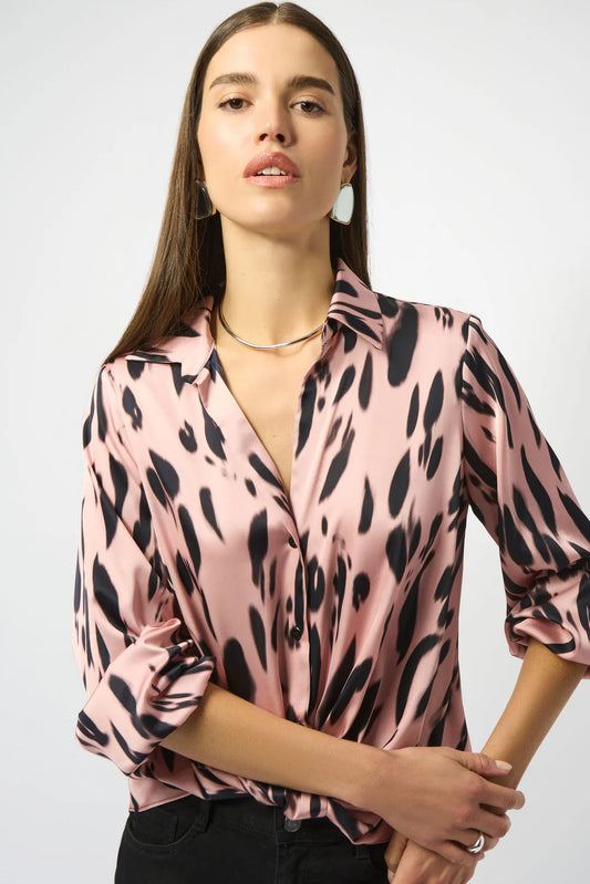 Joseph Ribkoff Pink Satin Top