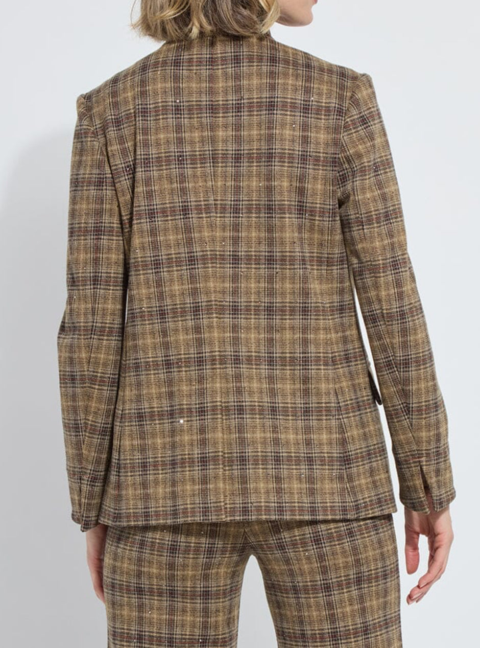 Marceline Convertible Collar Blazer -Brit Brushed Plaid