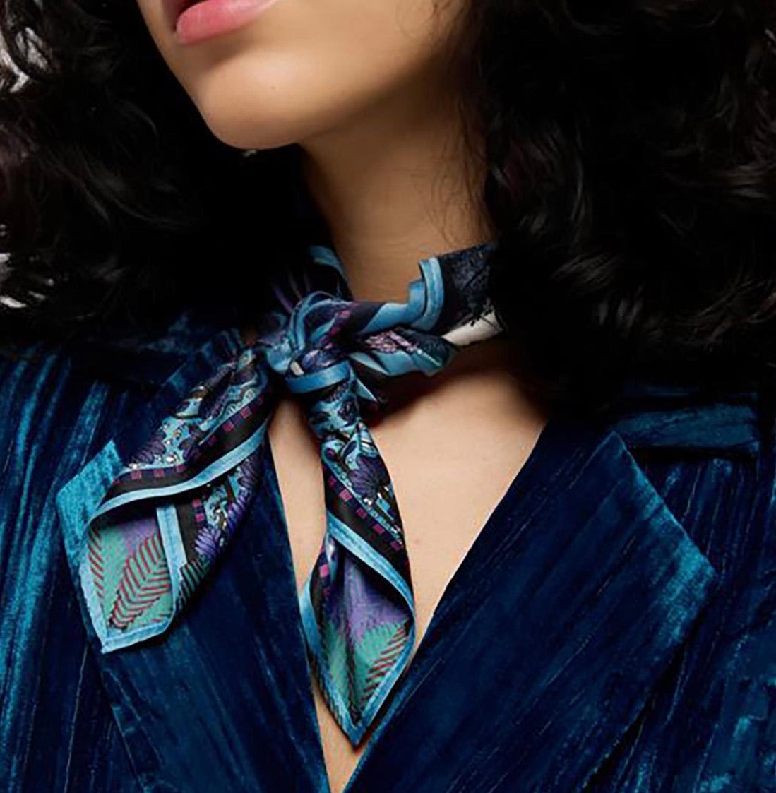 Amber Palace Blue Mini Square Scarf