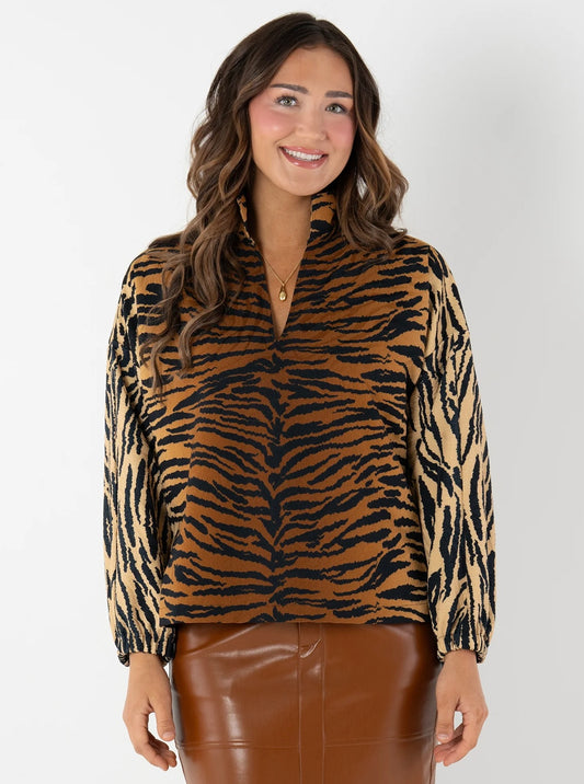 Long Sleeve Poppy Tiger Jacquard