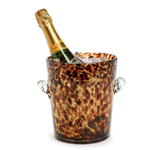Tortoise Print Ice Bucket Glass