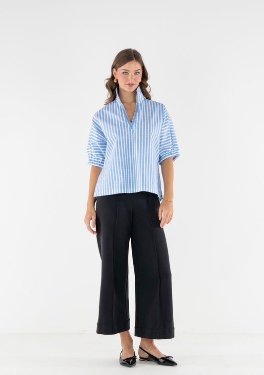 Poppy Top - French Blue Stripe